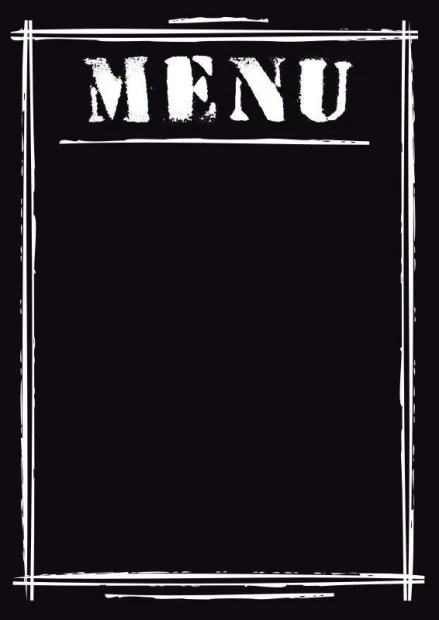 Chalkboard menu sign 008 - Black rectangle with white "MENU" text at the top and a border.