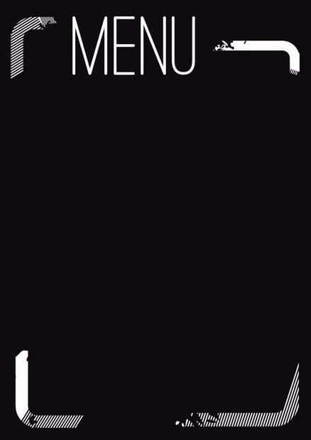 Chalkboard menu board 011 - Black rectangle with white "MENU" text at the top. Edges included.