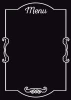 Chalkboard menu sign 013 - Graphic design. Black background with white "Menu" text and decorative borders.