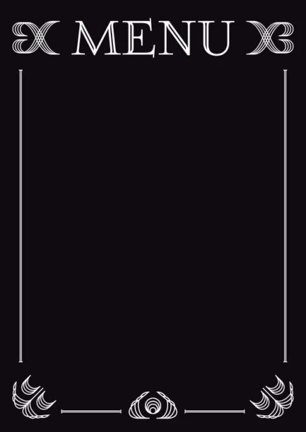 Chalkboard menu sign 017 - Black rectangle with white MENU text and decorative elements.