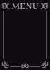 Chalkboard menu sign 017 - Black rectangle with white MENU text and decorative elements.