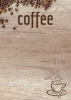 Chalkboard with coffee print 034 - Graphic design featuring coffee beans and the word coffee on a wood background.