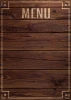 Chalkboard menu 036 - Graphic design featuring "MENU" on a background of brown wooden planks.