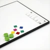 Custom dry-erase magnetic board in an aluminum frame - Graphic design. Simple white surface with colorful accents.