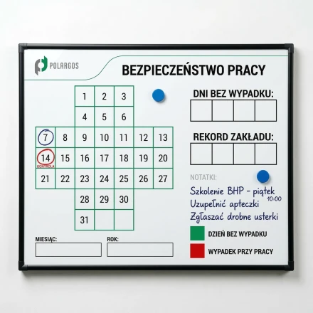 Magnetic dry-erase board in an aluminum frame with custom print, made to size