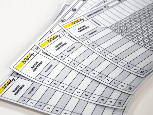 Magnetic dry-erase board with custom graphic - features a table with columns.