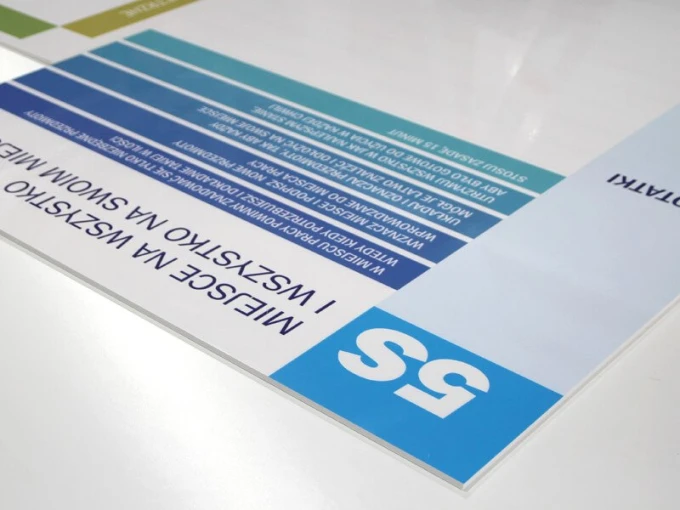 Magnetic dry-erase board lean 5S 065 with notebook - Graphic design. Simple shapes, horizontal stripes in various colors.
