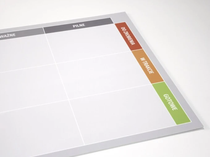 Dry-erase Kanban board 096 - Graphic design. Simple grid with columns and rows for effective organization.