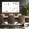 Custom dry-erase magnetic board in an aluminum frame - Designed for a conference room with dark walls.