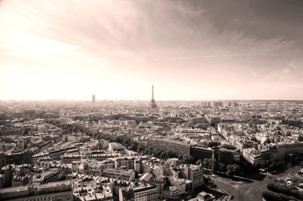 Wall mural of Paris skyline FP 3212 - Graphic design featuring the Eiffel Tower in the center, in shades.