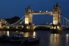 London bridge wallpaper at night FP 3272 - Graphic design with towers, spotlight lighting, and water in the background.