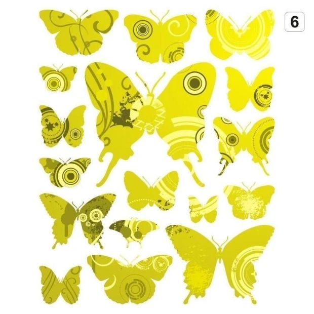 Multicolored butterfly stickers that add joy and freshness to a child\'s room or creative space.