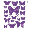 Multicolored butterfly sticker in shades of purple, perfect for decorating a child\'s room or nursery.