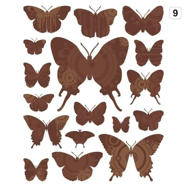 Multicolored retro butterfly stickers, perfect for brightening up modern interiors or children\'s rooms.