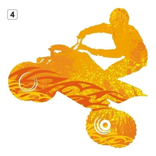 Multicolored quad sticker 1301 in a dynamic design will brighten up a young motor enthusiast\'s room.