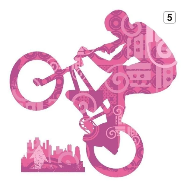 Multicolored bike sticker adding energy and dynamism to a modern youth room.