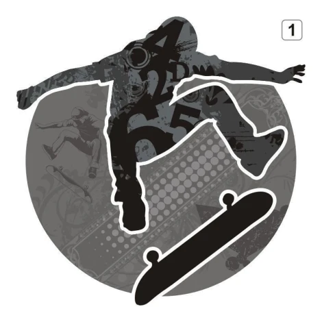 Colorful dynamic skater sticker 1300, perfect for a youth room, adding energy and character.
