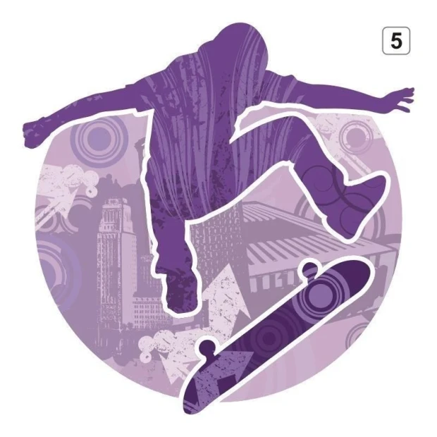 Colorful dynamic skater sticker 1300, perfect for a modern youth room, adds a vibrant touch.