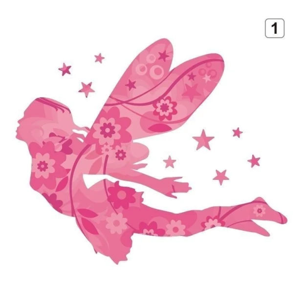 Multicolored elf sticker in a children\'s style, perfect for decorating a little princess\'s room.