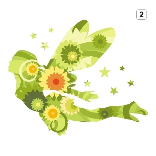 Multicolored sticker featuring a cute elf, adding a cheerful touch to an energetic children\'s room.