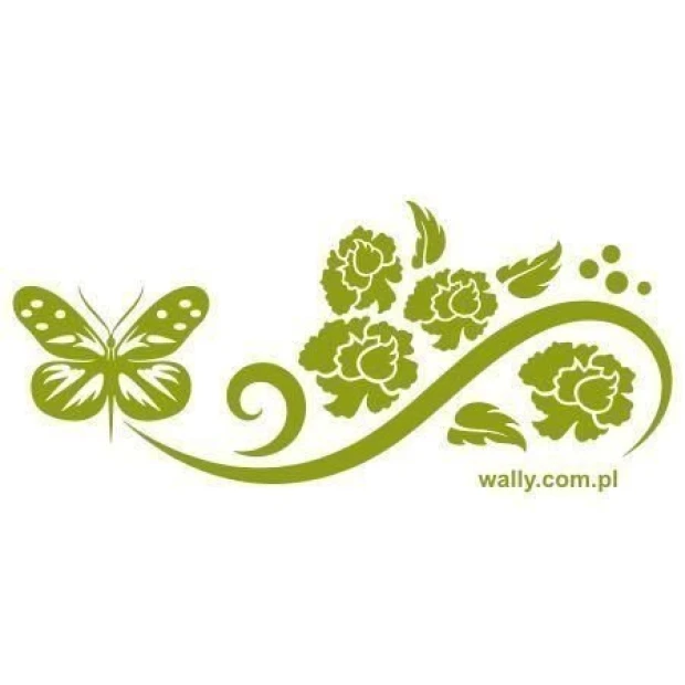 Chinese sticker featuring flowers and a butterfly, perfect for a cozy spring interior decor.