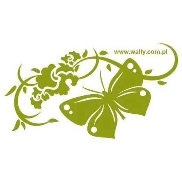 Elegant Chinese sticker featuring a butterfly and floral design, perfect for a stylish interior in shades of green.