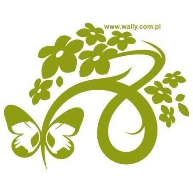 Elegant sticker featuring Chinese flowers and a butterfly, perfect for a stylish interior in shades of...