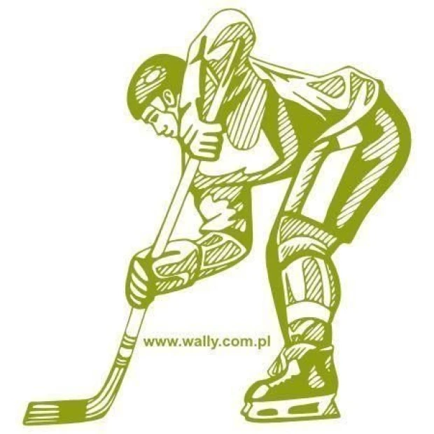Dynamic hockey player sticker 03, perfect for a sporty youth room decor.