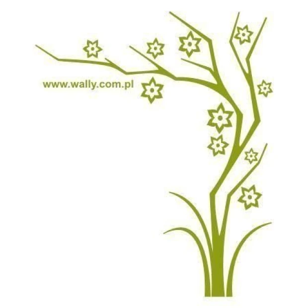 Japanese sticker of a delicate tree with flowers, perfect for a stylish minimalist interior.