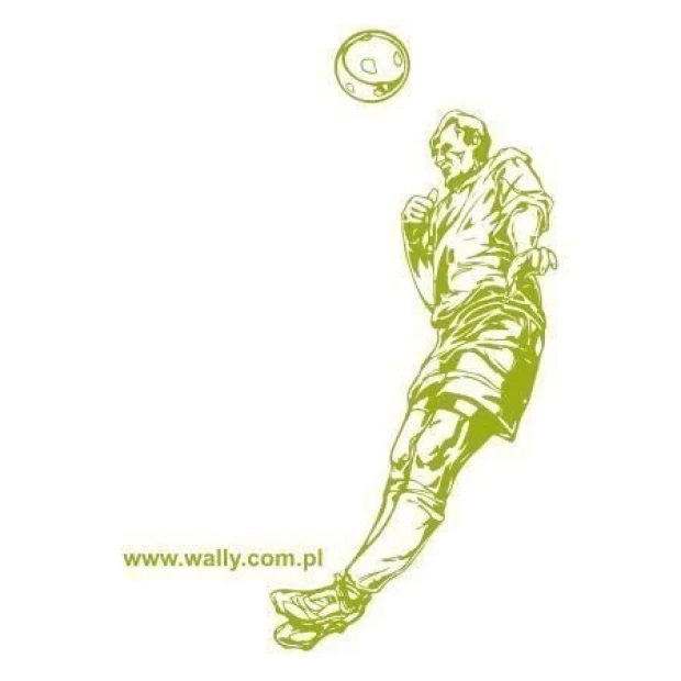 Dynamic football player sticker 06 in vibrant green, perfect for decorating a young athlete\'s room.