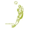 Dynamic football player sticker 06 in vibrant green, perfect for decorating a young athlete\'s room.