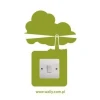 Stylish outlet sticker featuring a green landscape with a lantern, perfect for modern interiors.