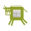 Sticker for outlet 08 in the shape of a cheerful cow, perfect for a child\'s room, adding joy.
