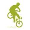 Dynamic bike sticker 003 in a trendy green shade, perfect for a modern youth room.