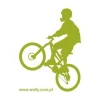 Dynamic bike sticker 007 in an energetic green shade, perfect for brightening up a young person\'s room.