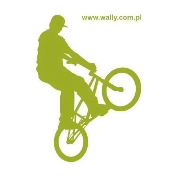 Dynamic bike sticker in an energetic green shade, perfect for a youth room or decor.