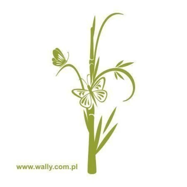 Elegant Japanese sticker featuring butterflies and grass, perfect for a minimalist interior.
