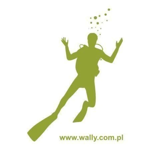 Stylish sticker featuring a diver in shades of green, perfect for a young enthusiast\'s room.