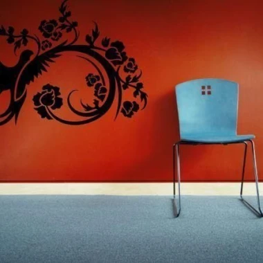 Elegant Chinese sticker 03, featuring a black floral design, perfect for modern interiors.