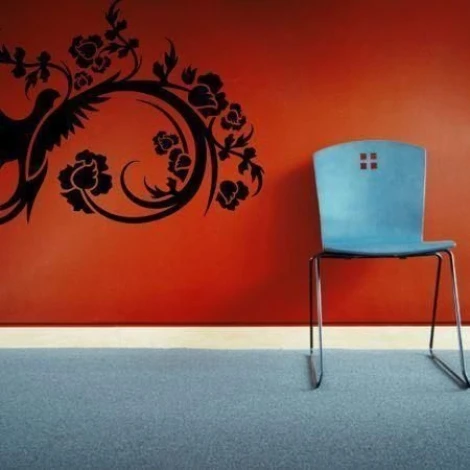 Elegant Chinese sticker 03, featuring a black floral design, perfect for modern interiors.