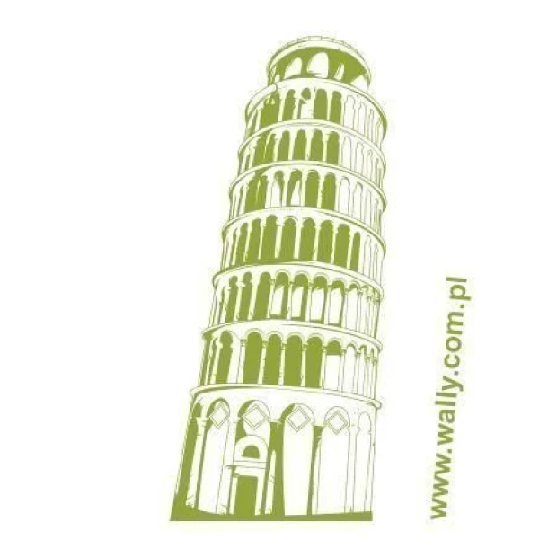 Stylish sticker of the Leaning Tower of Pisa in soft green shades, perfect for a modern nook.