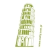 Stylish sticker of the Leaning Tower of Pisa in soft green shades, perfect for a modern nook.