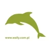 Stylish dolphin sticker in a fresh green shade, perfect for a child\'s room or above a desk.