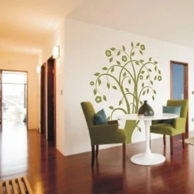 Tree sticker 0773 in a modern living room, adding freshness and natural charm with its delicate design.