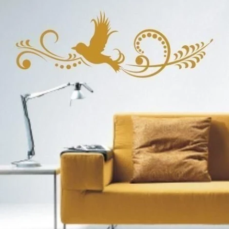 Elegant Japanese sticker with a bird motif, perfect for a modern living room, adds warmth and harmony.