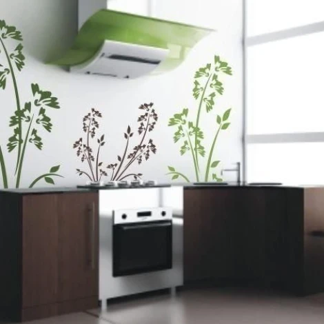 Japanese sticker 42 in a modern kitchen, adding freshness with delicate plant motifs.