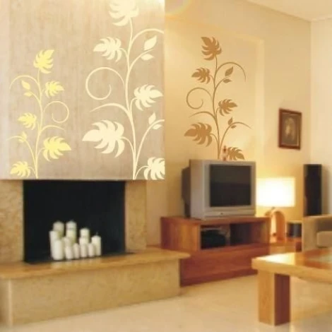 Stylish Japanese sticker 95 in an elegant living room, adding warmth and natural charm with its delicate design.