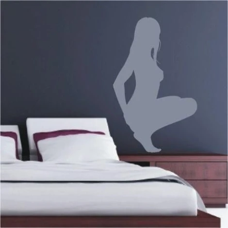 Elegant lady sticker 105 in a minimalist style, adding a subtle touch to a modern bedroom.