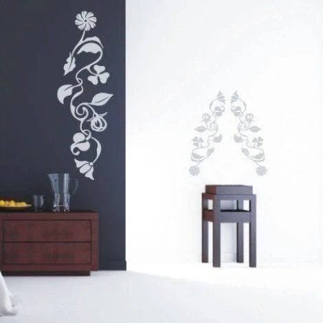 Climbing plant sticker 002 in a stylish, minimalist living room, adding freshness and natural charm.