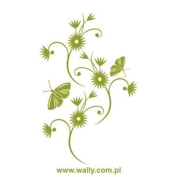 Flower sticker 0895 in a fresh green shade, perfect for a natural decor in a modern living space.